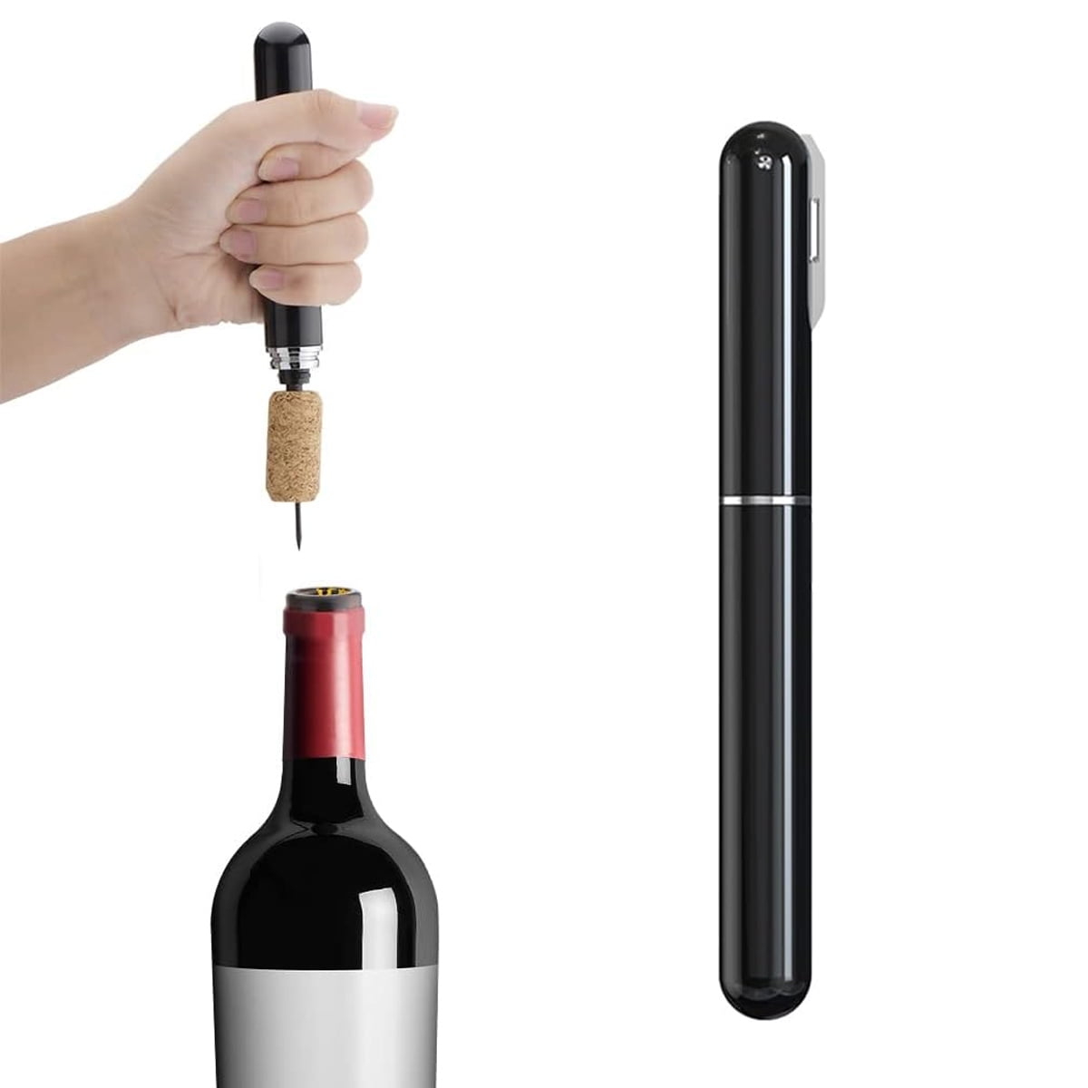 Wine Bottle Opener,Air Pressure Wine Corkscrew With Cutting Wine Bottle Foil Knife,Effortlessly Open Wine Bottles Without Damaging Corks,Easy-to-Use(Black)