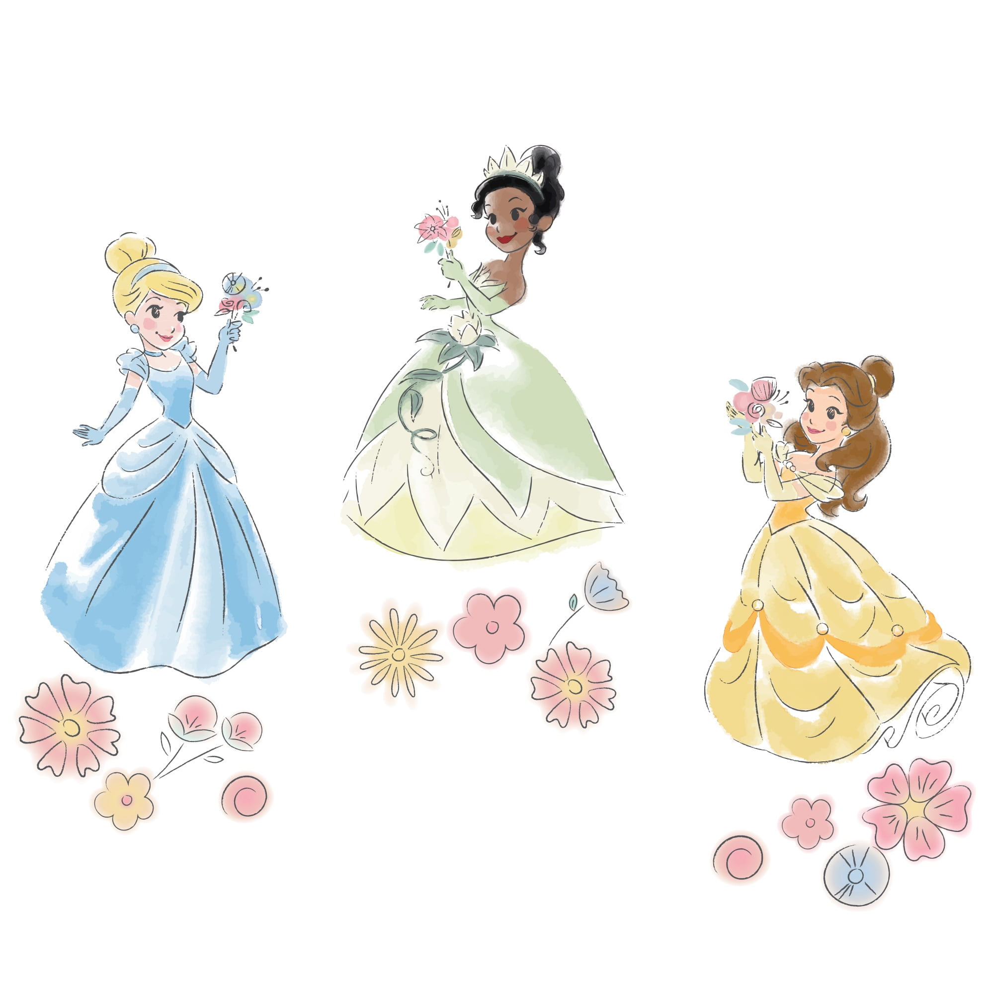 Lambs & Ivy Disney Princesses Wall Decals/Stickers - Belle/Tiana/Cinderella