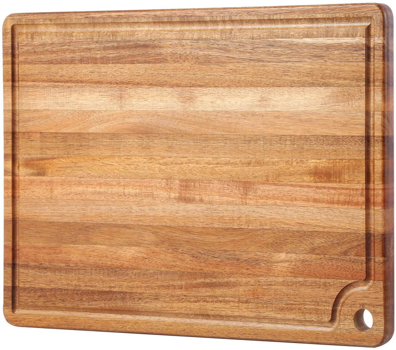 Large Acacia Wood Cutting Board for Kitchen - Better Chopping Board with Juice Groove & Handle Hole for Meat (Butcher Block) Vegetables and Cheese, 18 x 12 Inch
