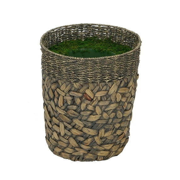 Large Mixed Seagrass/Water Hyacinth Basket Planter Pot-in-a-Pot Grey-Washed