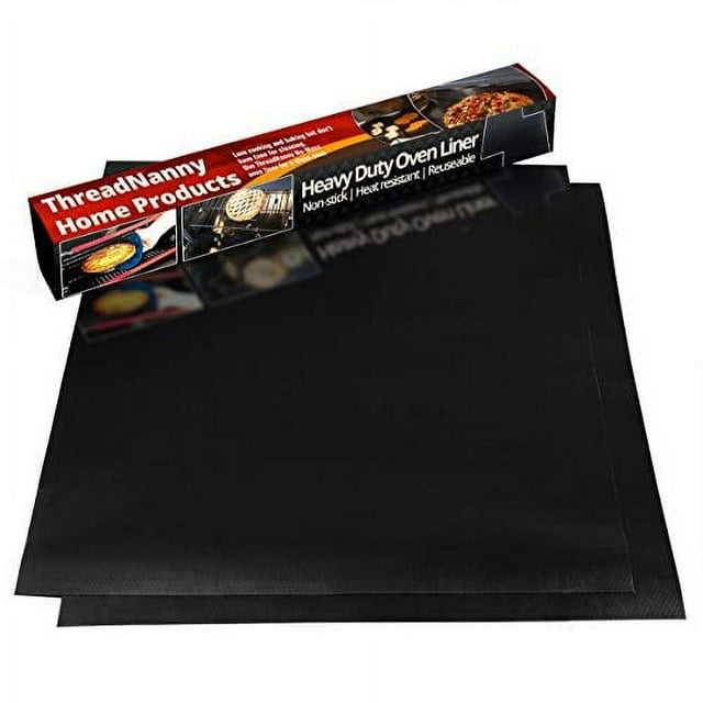 Large Thick Heavy Duty 2 Pack Non Stick Teflon Oven Liners Mat, 17"x 25", for bottom of Electric Oven Gas Oven Microwave Charcoal or Gas Grills