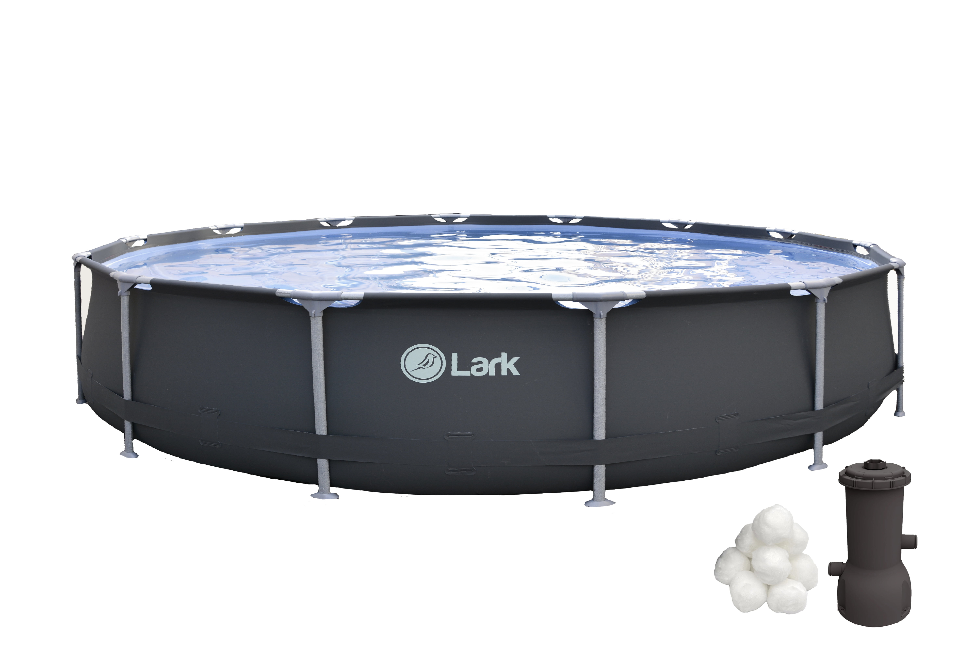 Lark Rustproof 14' ft. x 33" inch Fiberglass Frame Backyard Above Ground Swimming Pool with 530-Gallon Filtration Pump