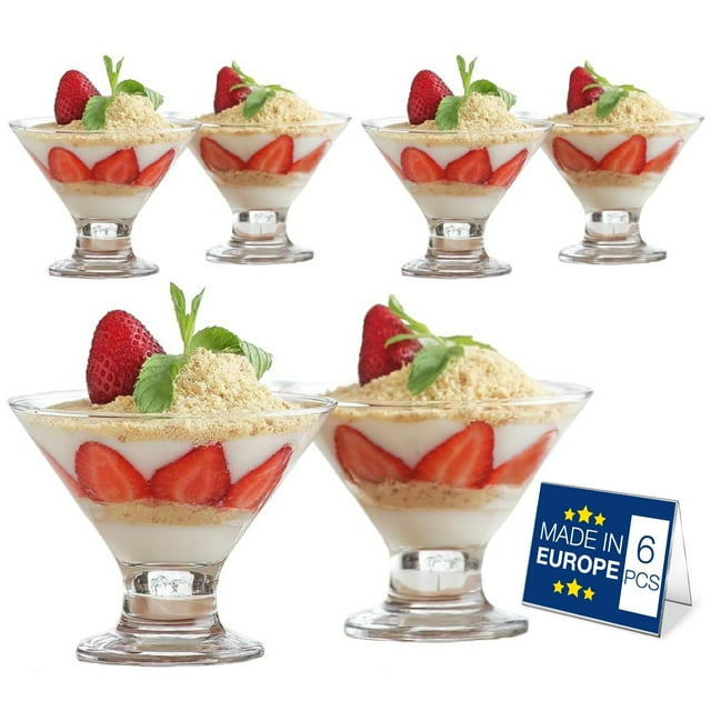 Lav Ice Cream Glass Bowl Set of 6, Clear Ice Cream Sundae Glasses, 5.5 oz