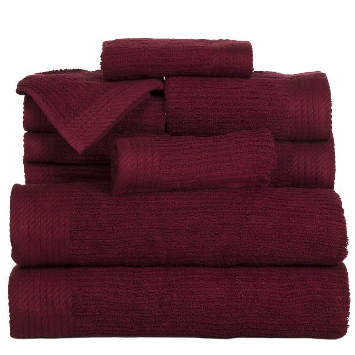 Luxurious Burgundy Egyptian Cotton Ribbed Towel Set