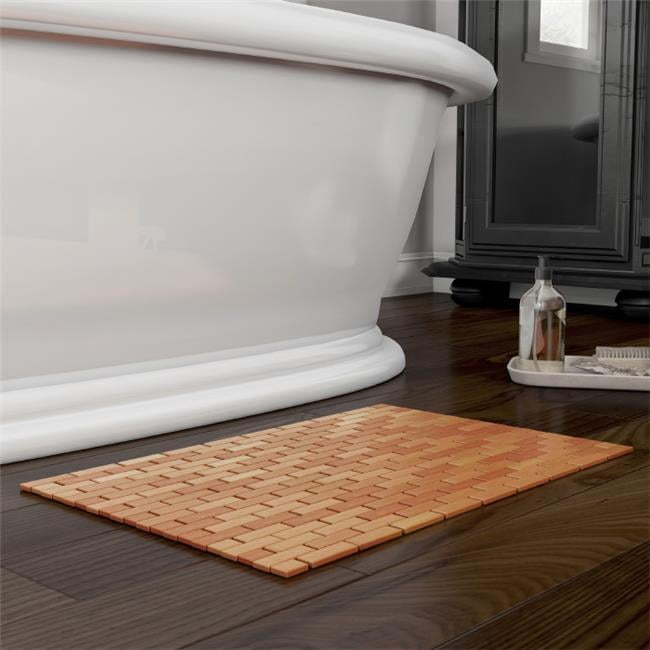 Lavish Home 67-BAMB-2 Bamboo Bath Mat-Eco-Friendly Natural Wooden Non-Slip Roll Up Lattice Design Mat