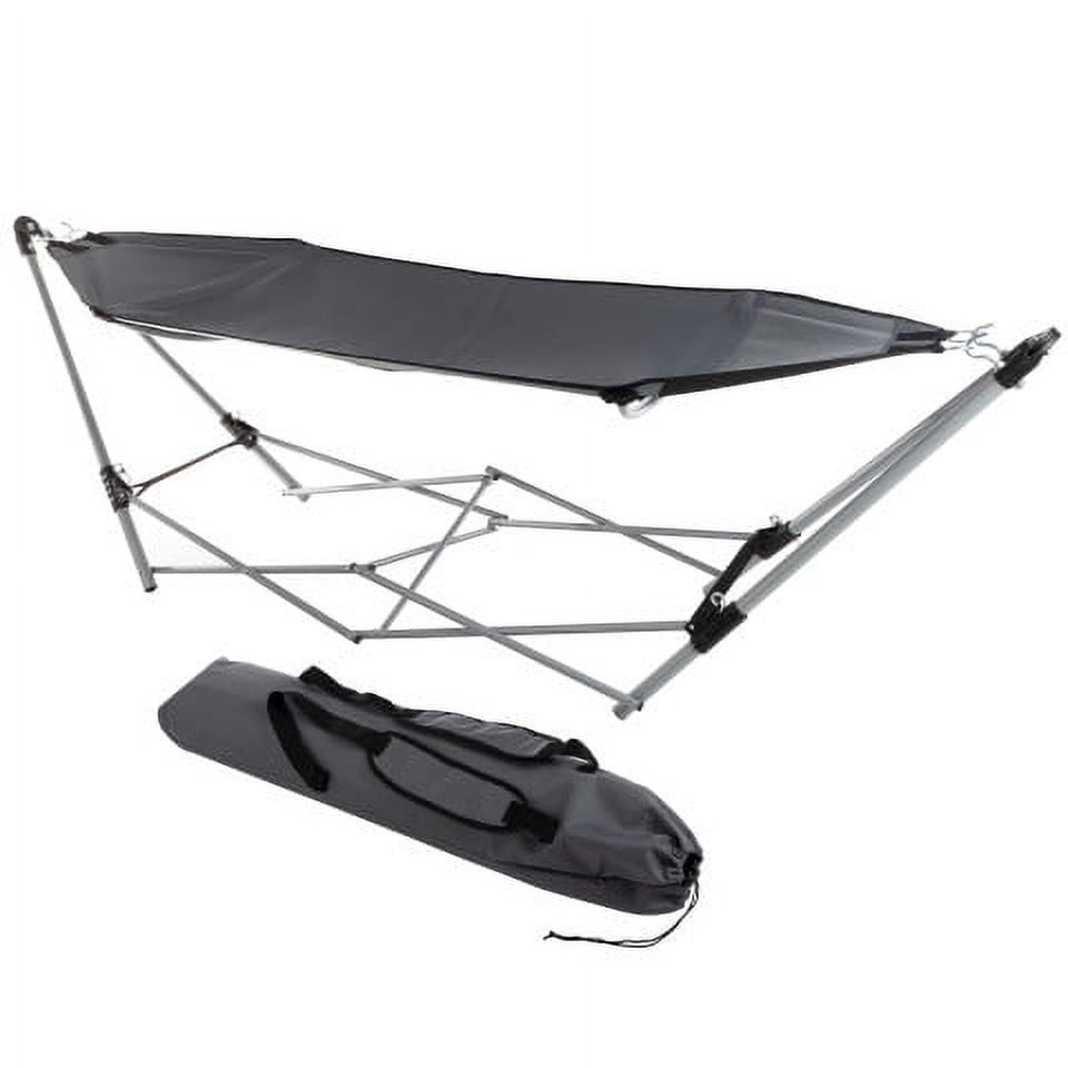 Lavish Home Foldable Portable Hammock with Stand for Outside Travel, Gray