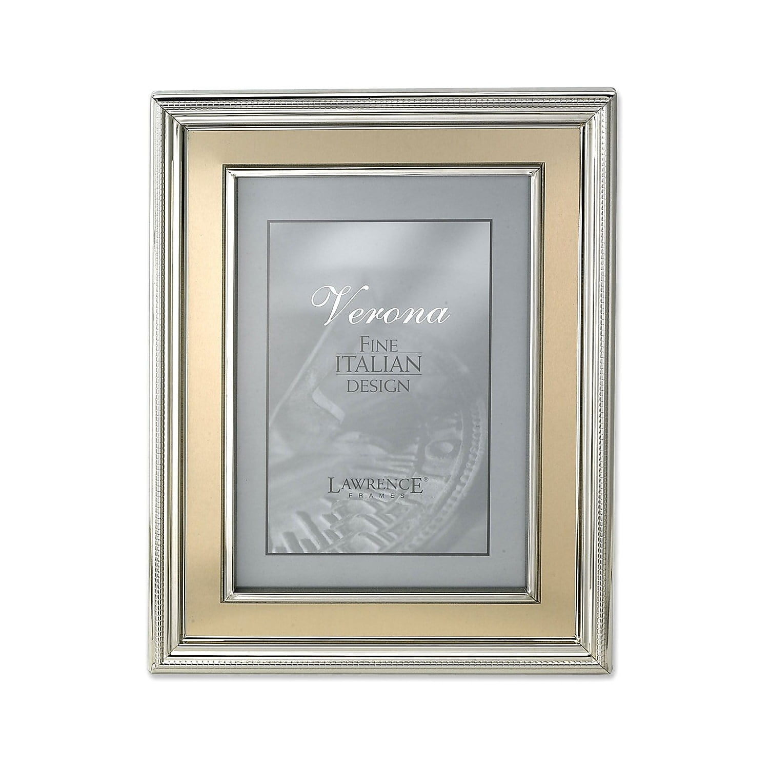 Lawrence Frames 4x6 Silver Plated Metal Picture Frame - Brushed Gold Inner Panel 840246