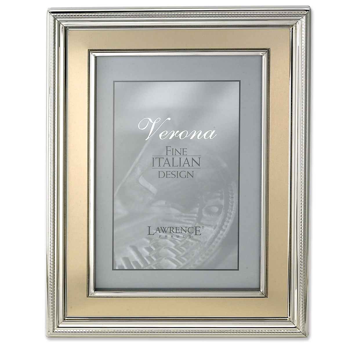 Lawrence Frames 4x6 Silver Plated Metal Picture Frame - Brushed Gold Inner Panel 840246