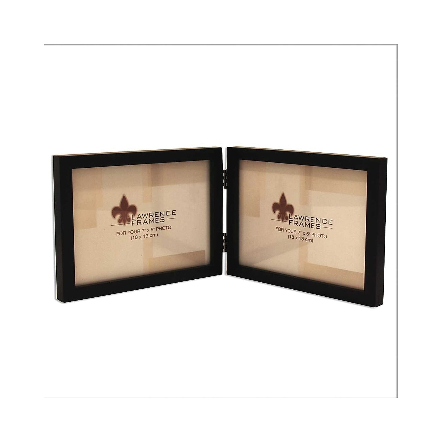Lawrence Frames 5x7 Hinged Double (Horizontal) Black Wood Picture Frame - Gallery Collection 755575D