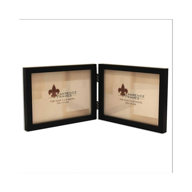 Lawrence Frames 5x7 Hinged Double (Horizontal) Black Wood Picture Frame - Gallery Collection 755575D