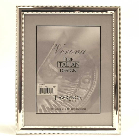 Lawrence Frames 8x10 Metal Picture Frame Silver-Plate with Delicate Beading