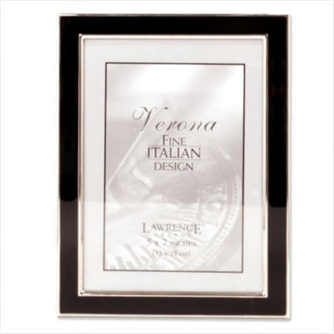 Lawrence Frames Silver Plated 5x7 Metal with Black Enamel Picture Frame