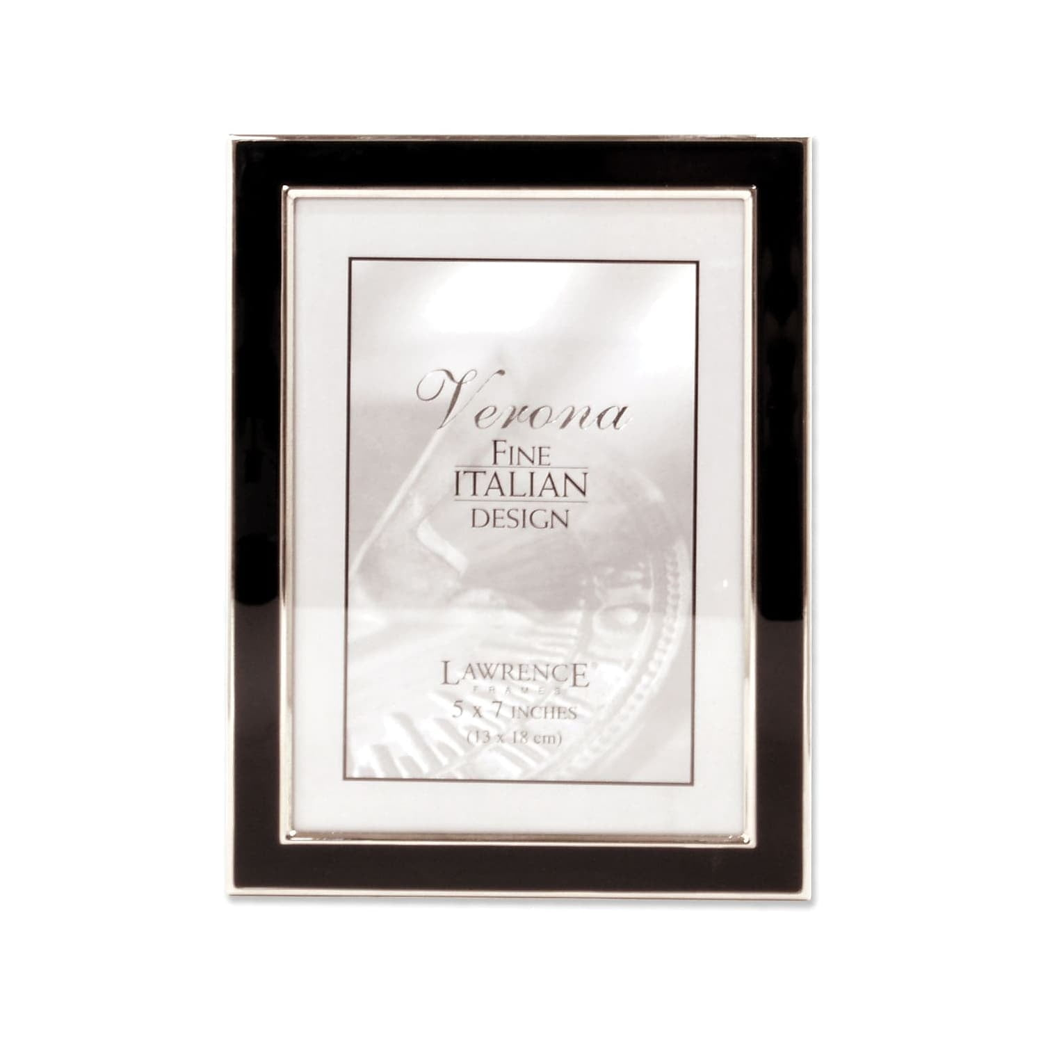 Lawrence Frames Silver Plated 5x7 Metal with Black Enamel Picture Frame