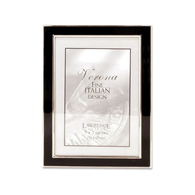 Lawrence Frames Silver Plated 5x7 Metal with Black Enamel Picture Frame