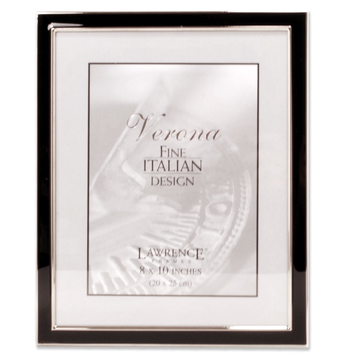 Lawrence Frames Silver Plated 8x10 Metal with Black Enamel Picture Frame 586080