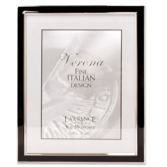 Lawrence Frames Silver Plated 8x10 Metal with Black Enamel Picture Frame 586080