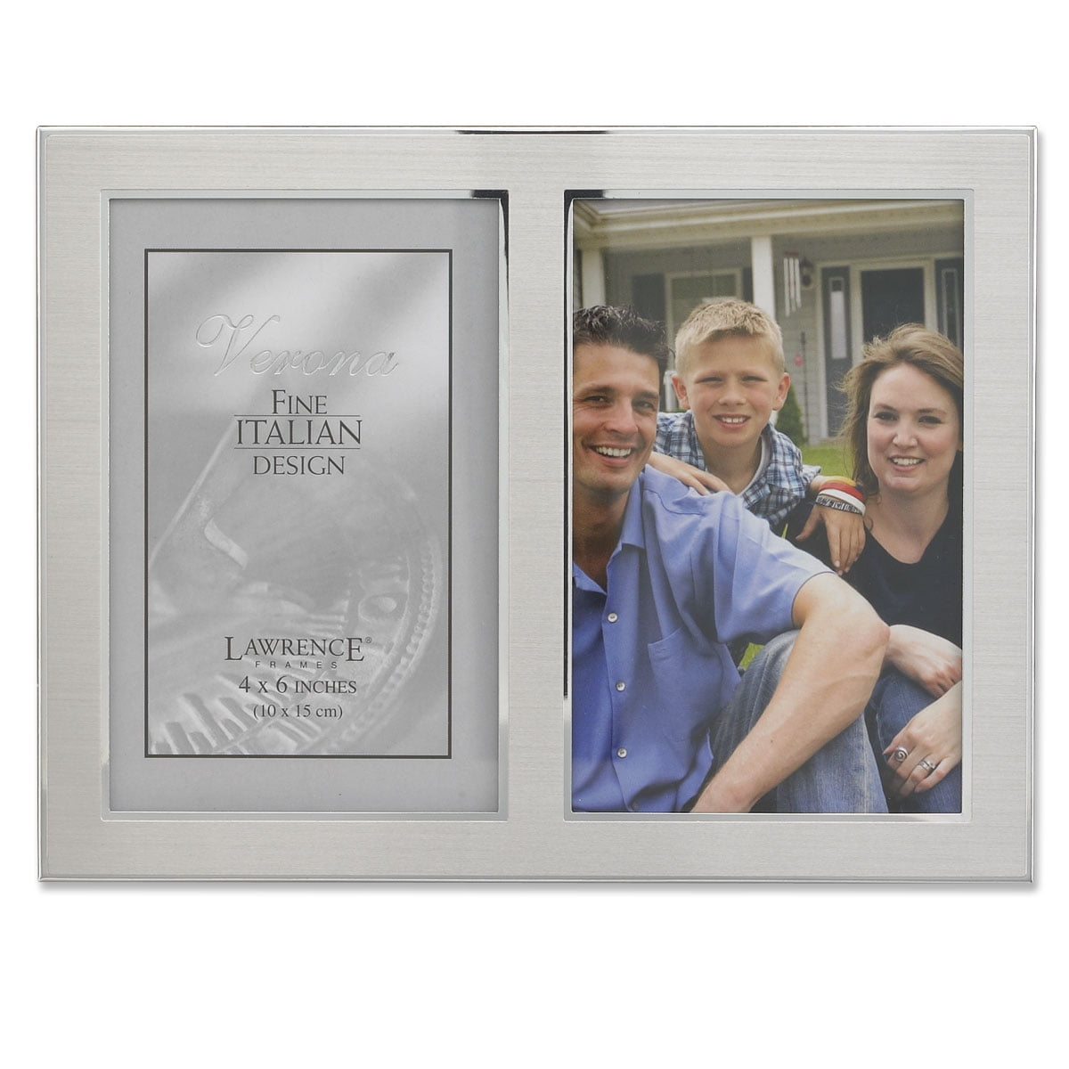 LawrenceFrames 750046D 4 x 6 in. Two Tone Triple Opening Panel Picture Frame, Silver