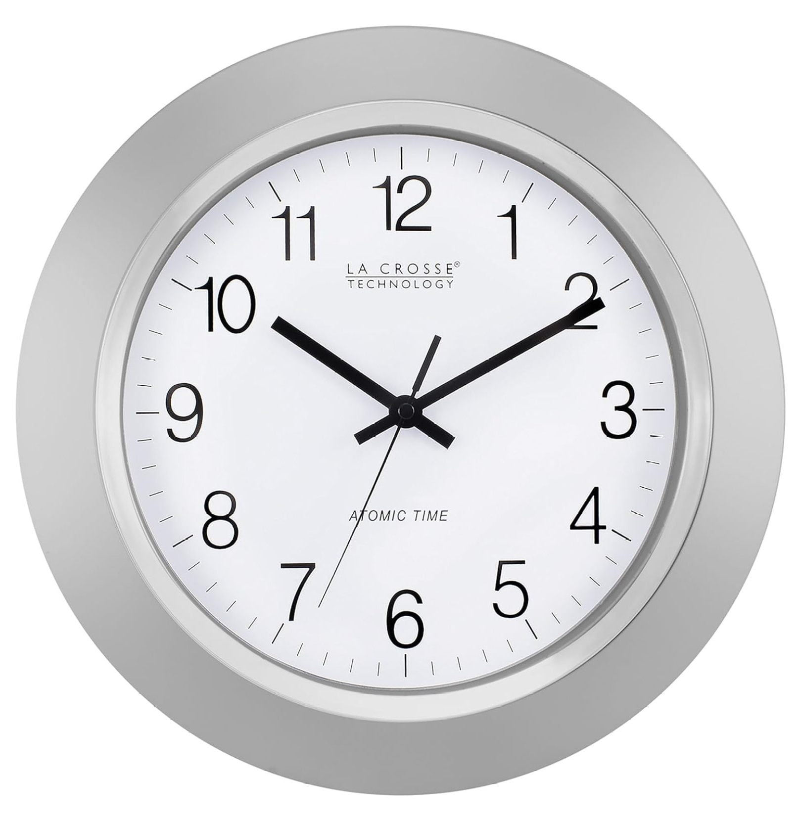 LcXctD WT-3144S 14 Inch Atomic Analog Silver Wall Clock