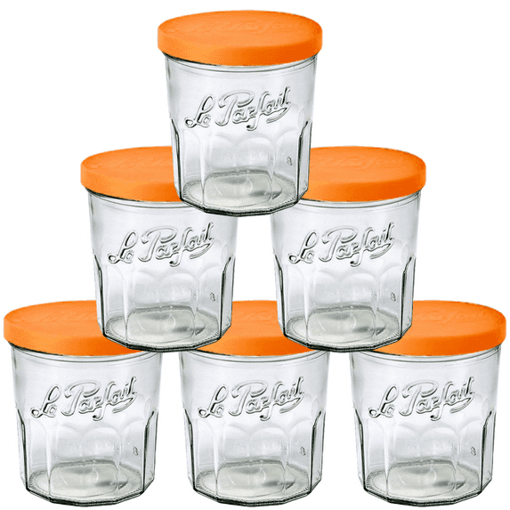 Le Parfait Jam Pot - 324ml Faceted French Working Glass w/Snap Cover, 11oz (Pack of 6)