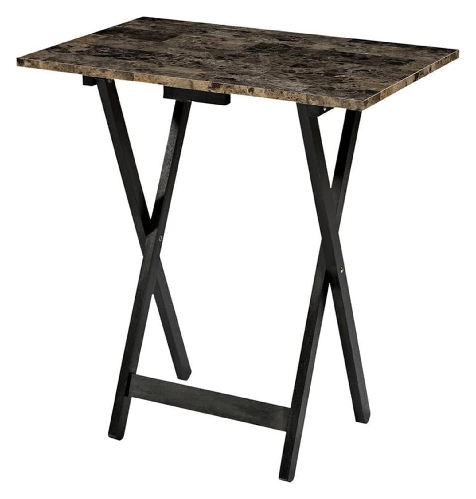 LeCeleBee Home Decor Tray Table Set, Faux Marble, Brown