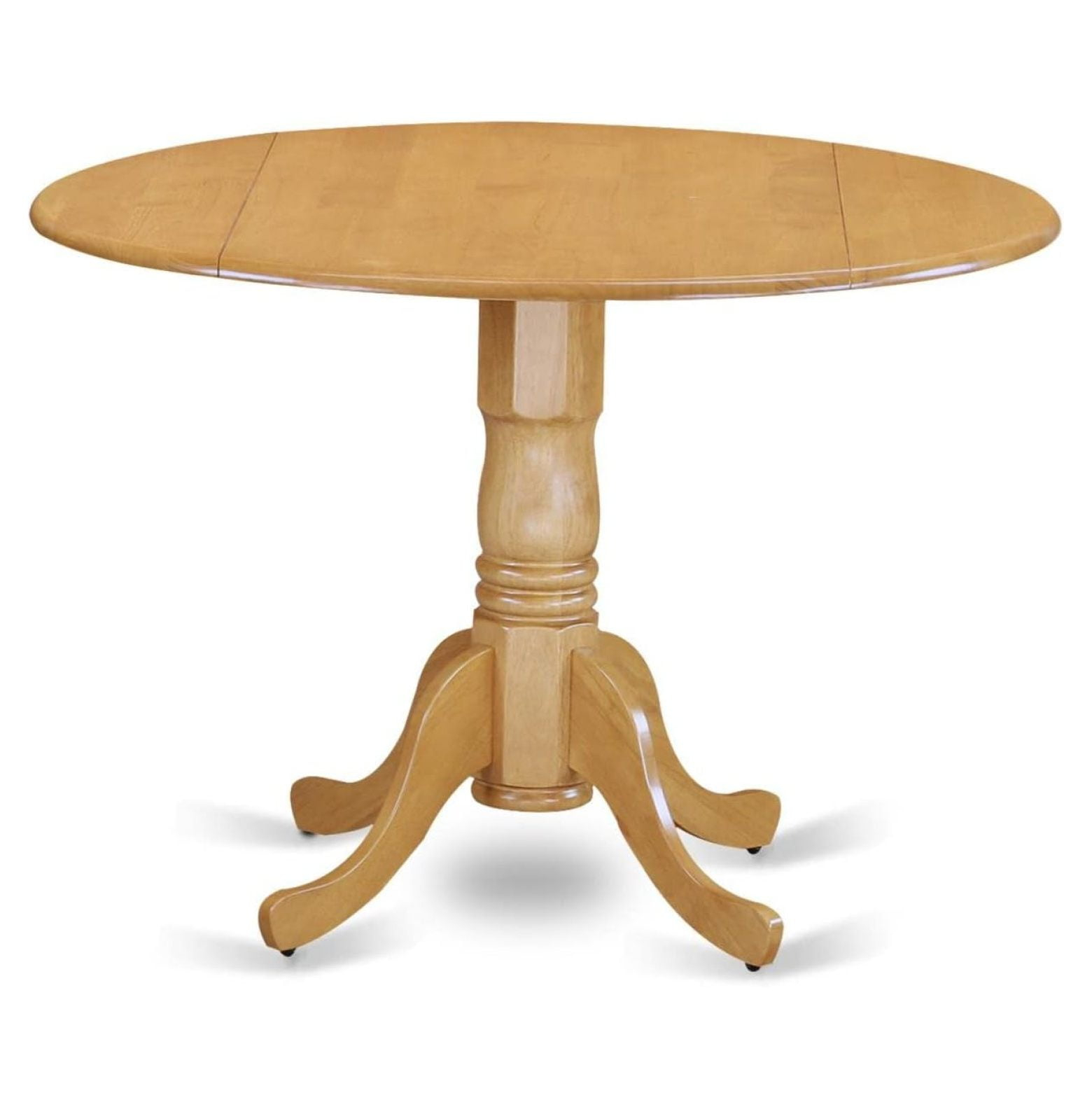 East West Furniture Dublin Wood Dining Table with Pedestal Legs in Oak