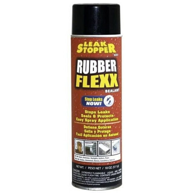 Leak Stopper Rubber Flexx - 15oz Waterproof Repair & Sealant Spray, Black, 1 Pack