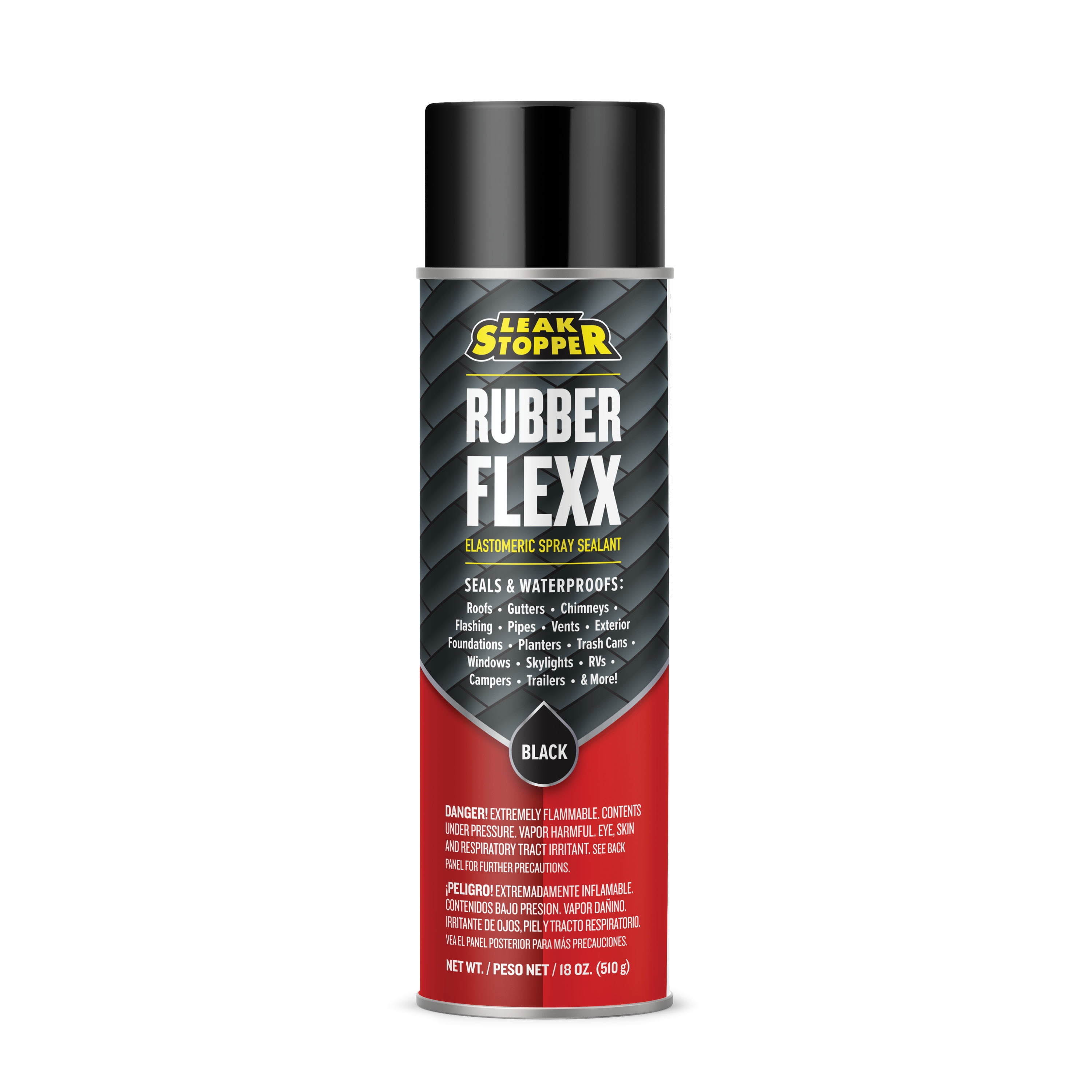 Leak Stopper Rubber Flexx - 15oz Waterproof Repair & Sealant Spray, Black, 1 Pack