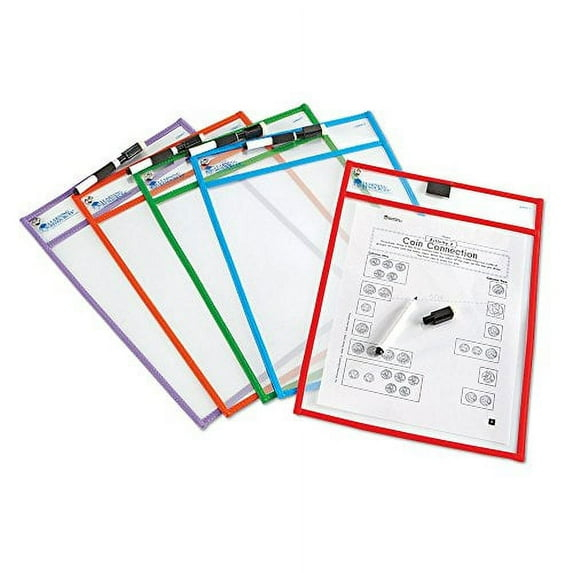 Learning Resources, LRNLER0477, Write-and-wipe Pockets, 5 / Set