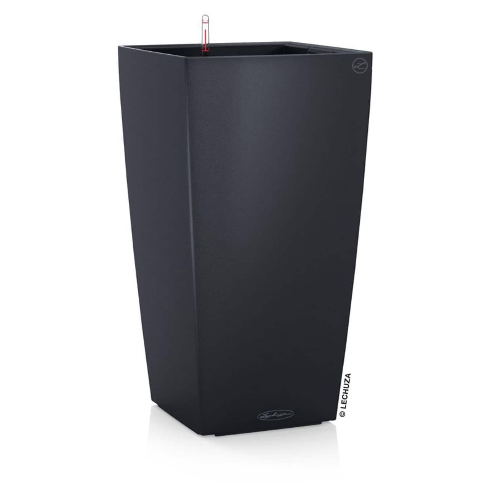 Lechuza USA 22” Gray Cubico Outdoor Planter with Water Reservoir