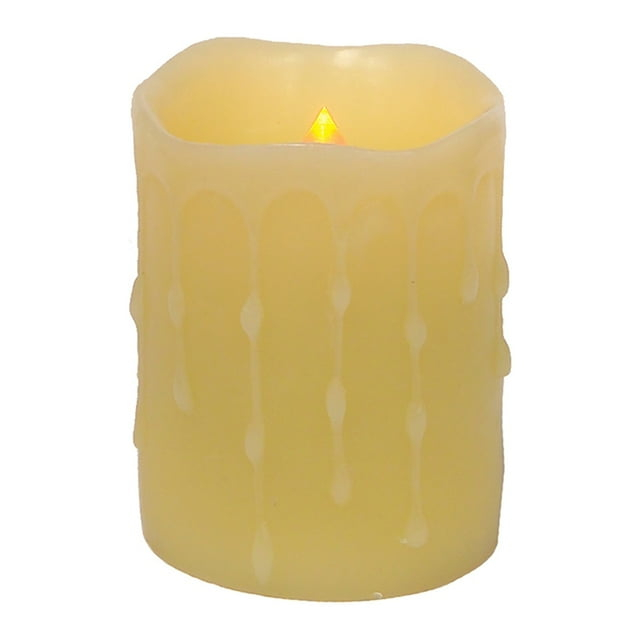 Led Wax Dripping Pillar Candle (Set Of 4) 3"D X 4"H Wax, Plastic - 2 C Batteries Not Incld.