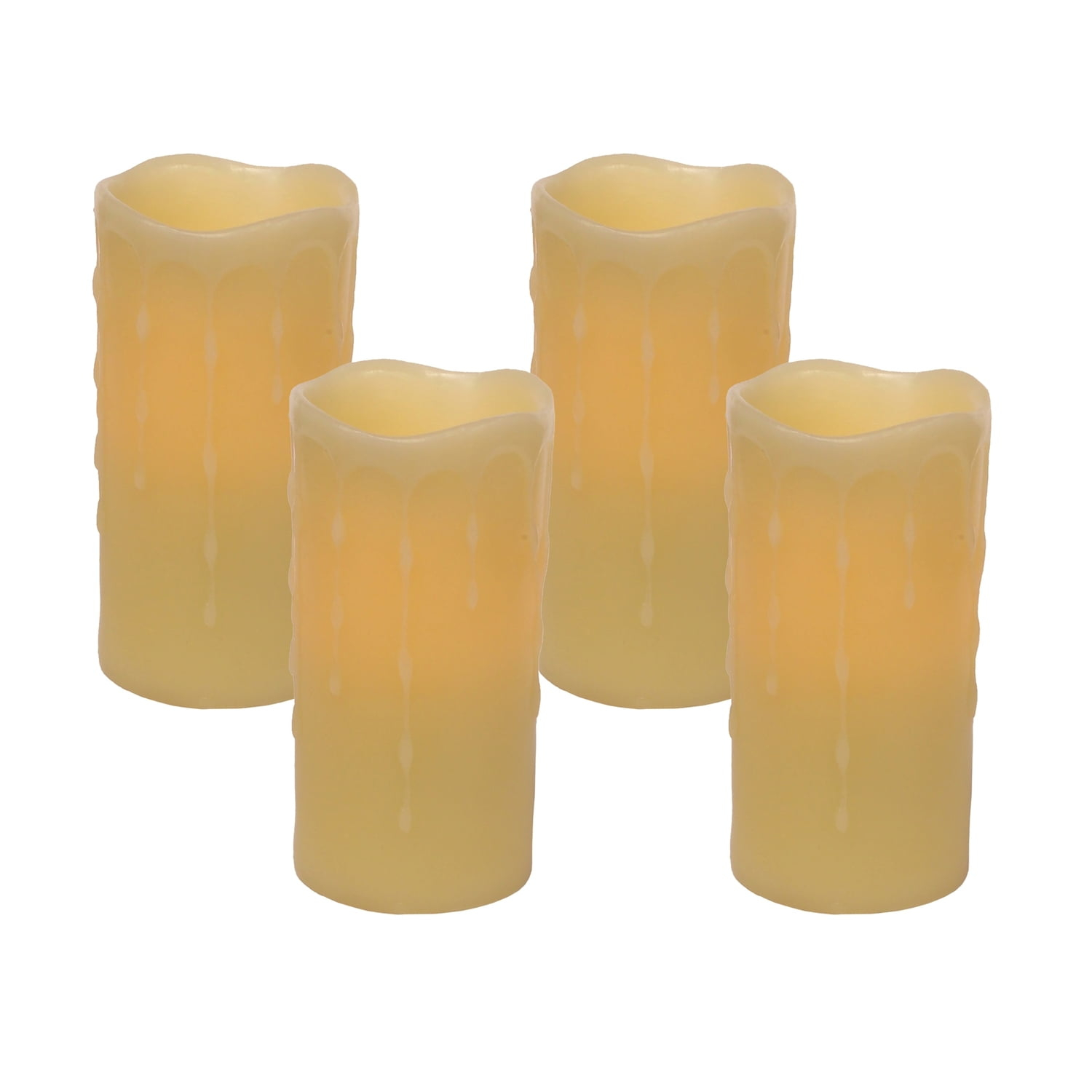Melrose International Unscented Flameless Pillar Candle (Set of 4)