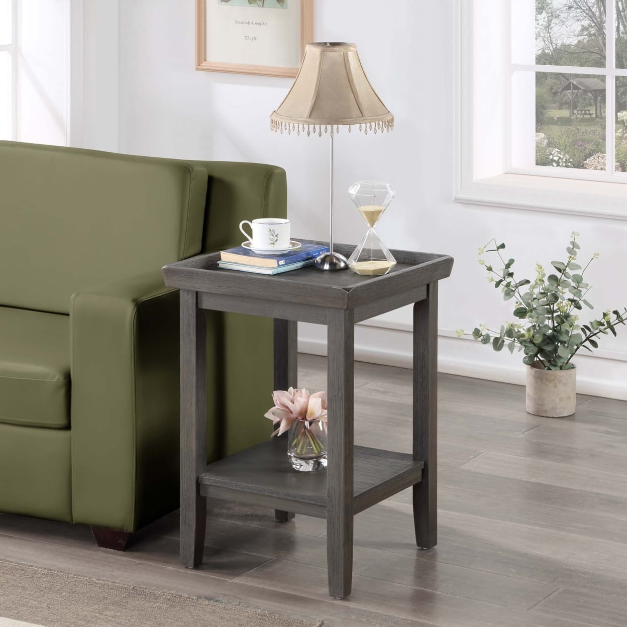 Ledgewood End Table with Shelf, Gray