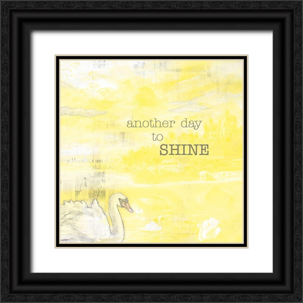 Lee C 12x12 Black Ornate Wood Framed with Double Matting Museum Art Print Titled - Textured  Sentiment yellow I