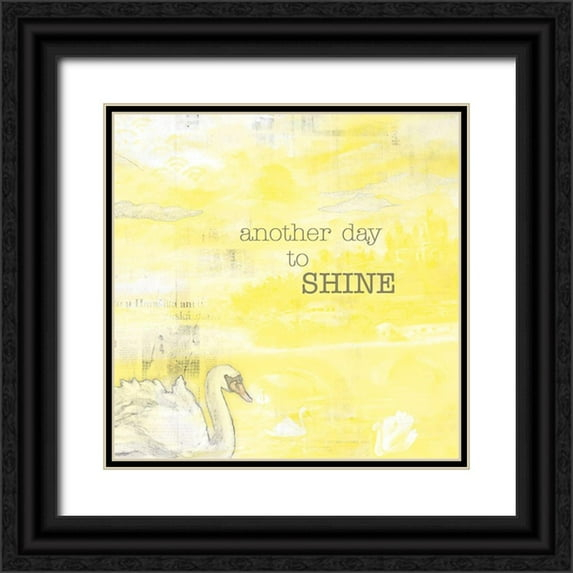 Lee C 12x12 Black Ornate Wood Framed with Double Matting Museum Art Print Titled - Textured  Sentiment yellow I