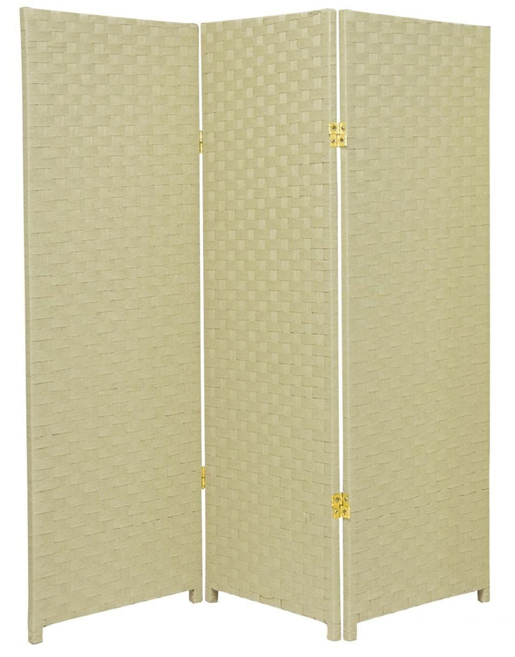 Legacy Decor 3 Panel Bamboo Woven Panel Room Divider Privacy Partition Screen Off-White Color
