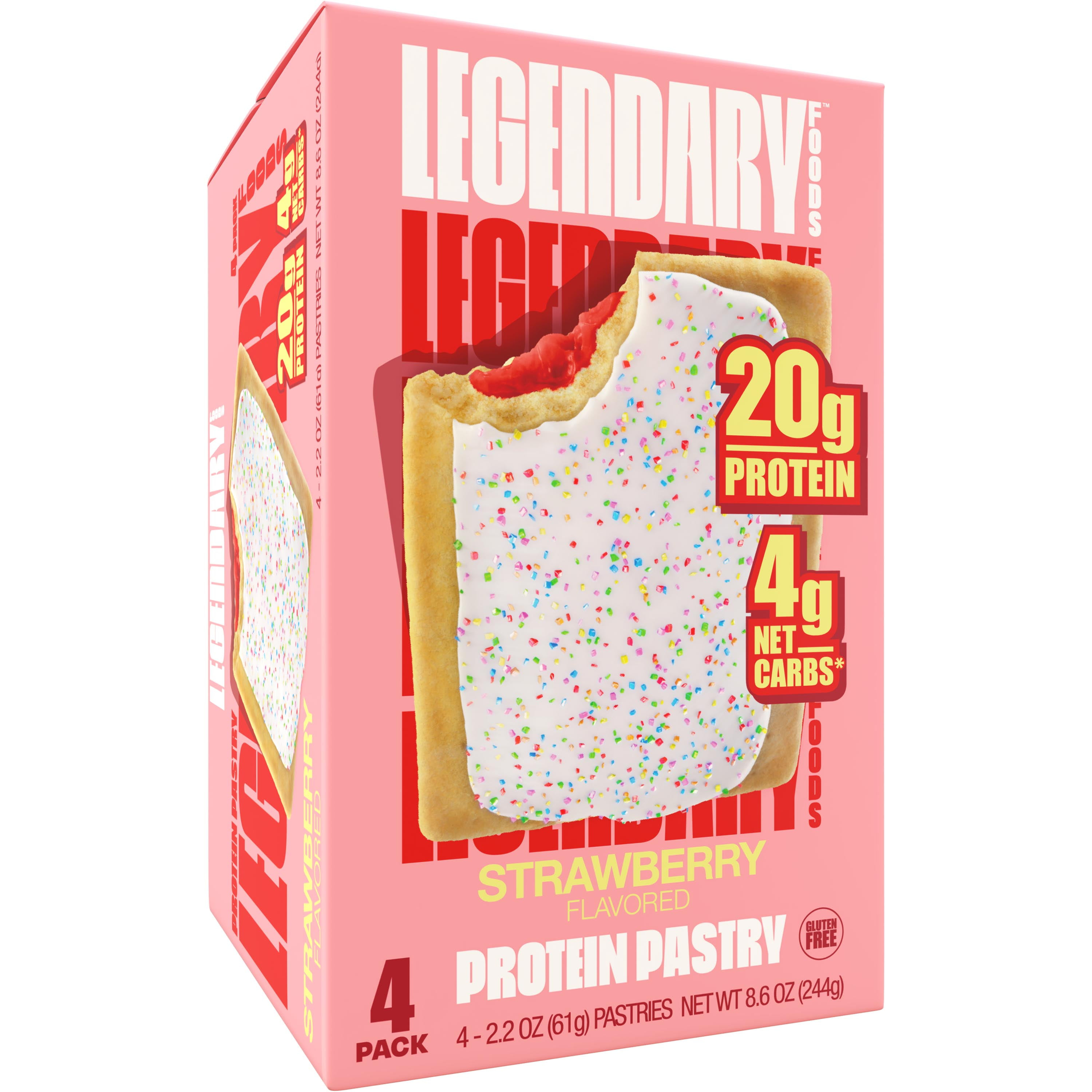 Legendary Foods Protein Pastry - Strawberry 4 Pack | Protein Snack | Keto Friendly | Gluten-Free