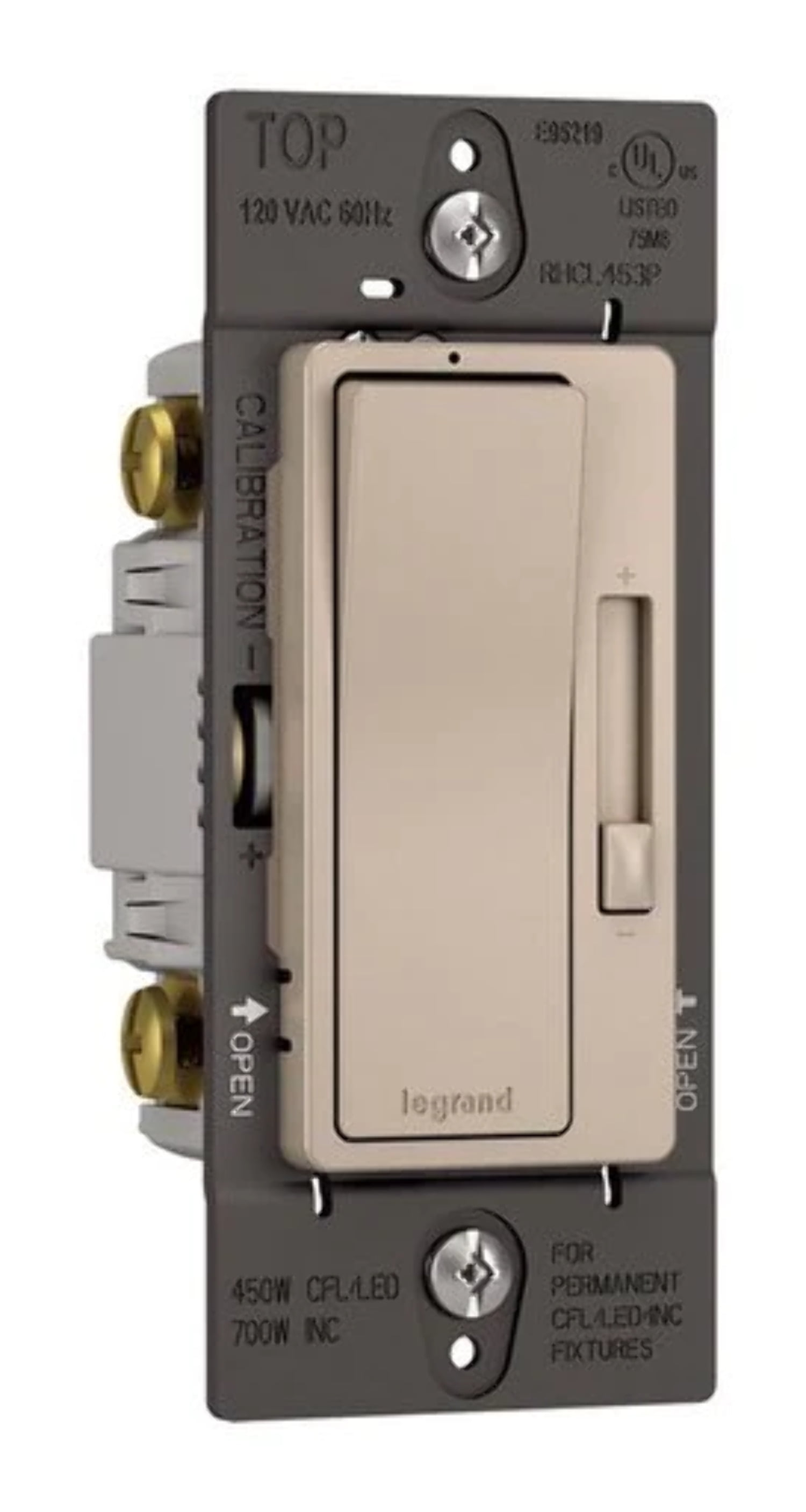 Legrand RHCL453PNICCV4 Pass & Seymour LED Dimmer, 3-Way, Single-Pole, Nickel, 450-Watt - Quantity 1