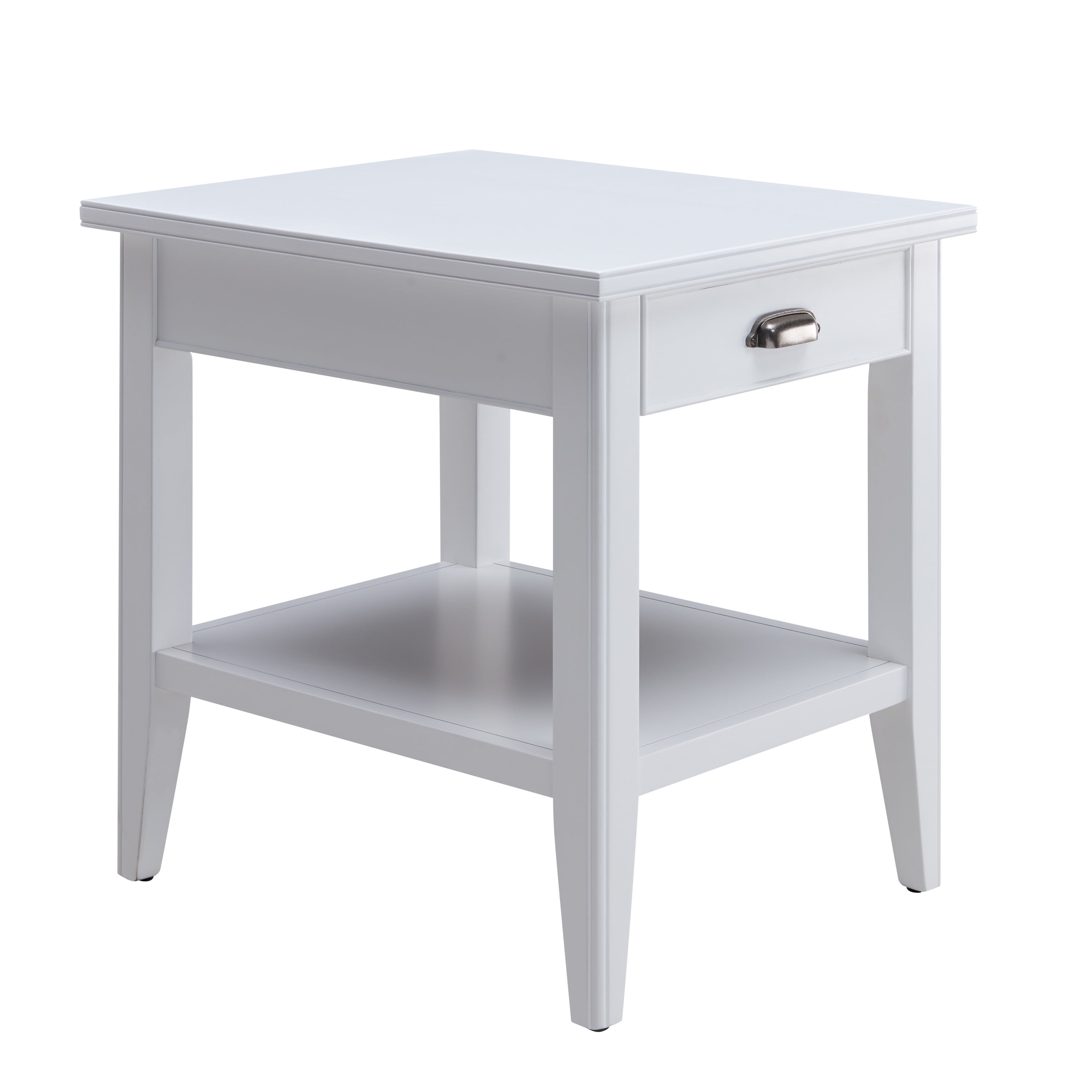 Leick Home 10507-WT Laurent End Table with Drawer and Display Shelf-White