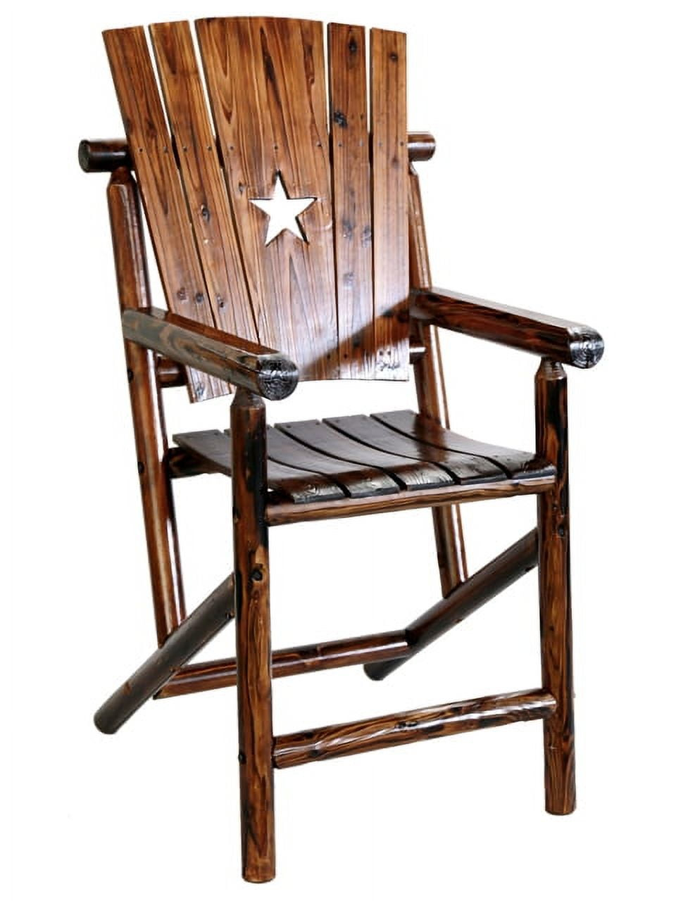 Leigh Country Char-log Outdoor Bar Height Arm Chair W/Star Brown