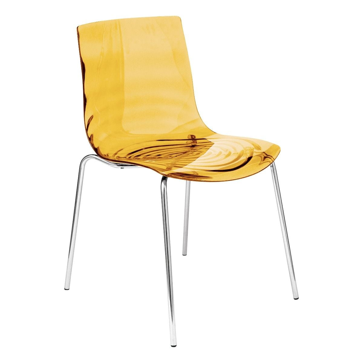 LeisureMod Dining Chair in Polycarbonate with Chrome Legs and Ripple Design Lightweight Easy Assembly for Modern Home, Kitchen, Cafes Astor Collection