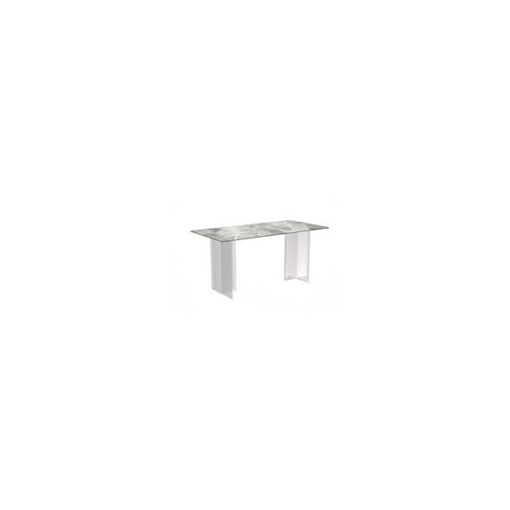 LeisureMod Modern 62” Rectangular Dining Table for 4 to 8 People with Sintered Stone/Glass Top and Acrylic Base Kova Series in Light Grey