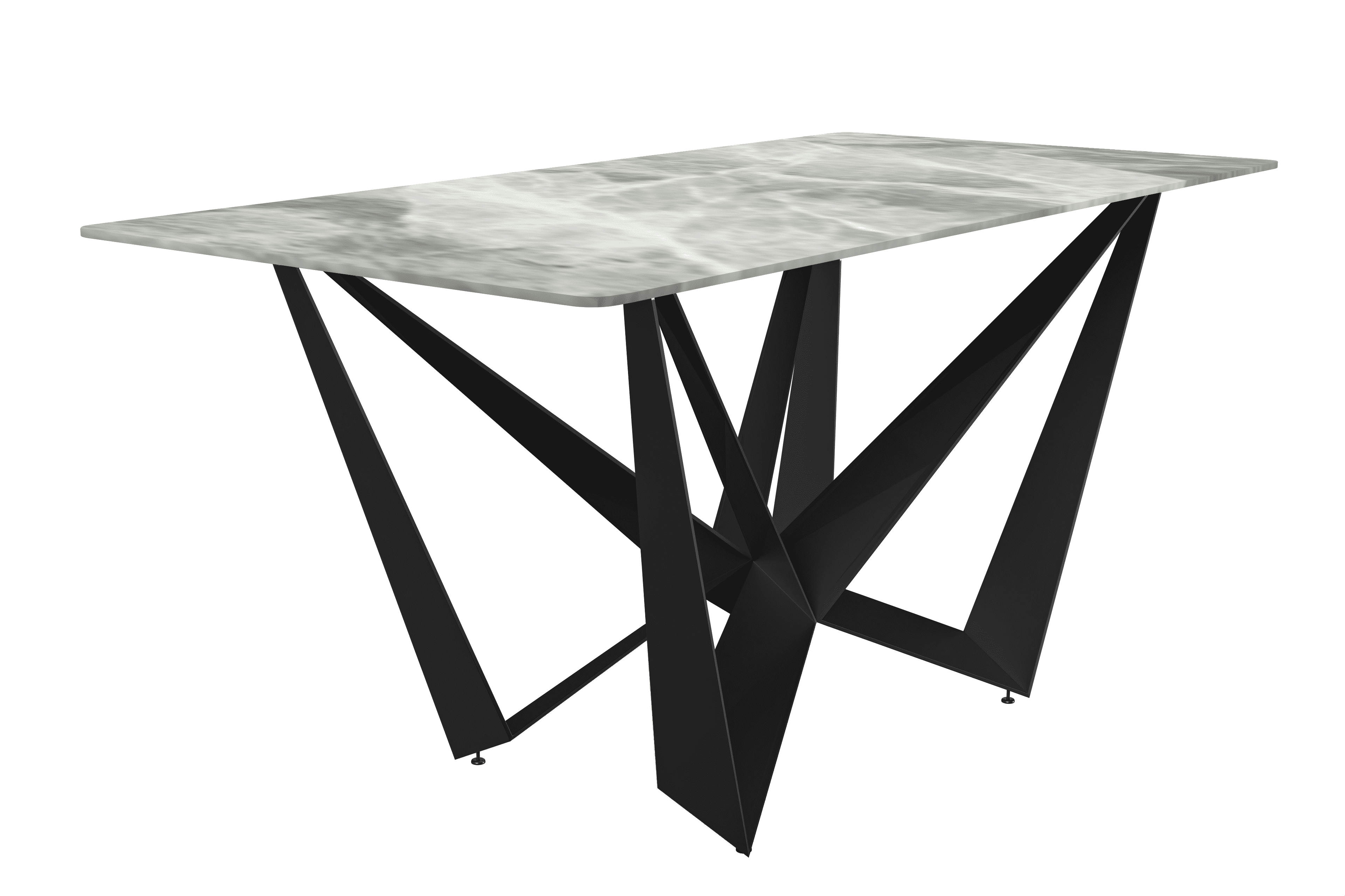 LeisureMod Nuvor Modern Dining Table with a 71" Sintered Stone Rectangular Top and Black Steel Base for Kitchen and Dining Room in Light Grey