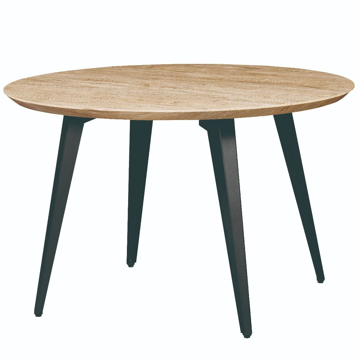 HomeStock Medieval Moods Modern Round Wood 47" Dining Table With Metal Legs