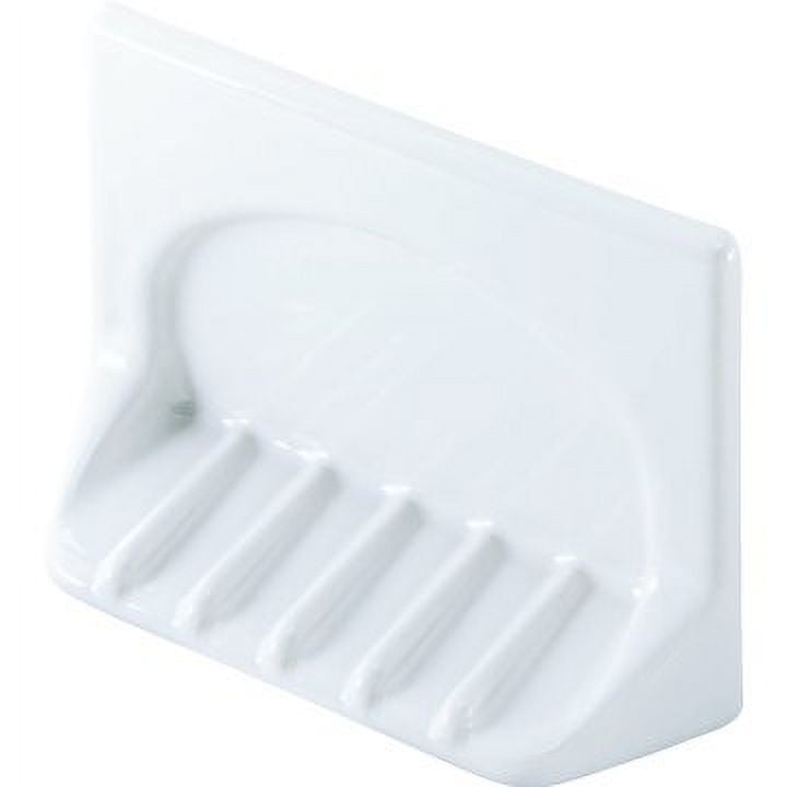 Lenape White Ceramic Wall-Mounted Soap Dish, Durable,  4 in. x 6in