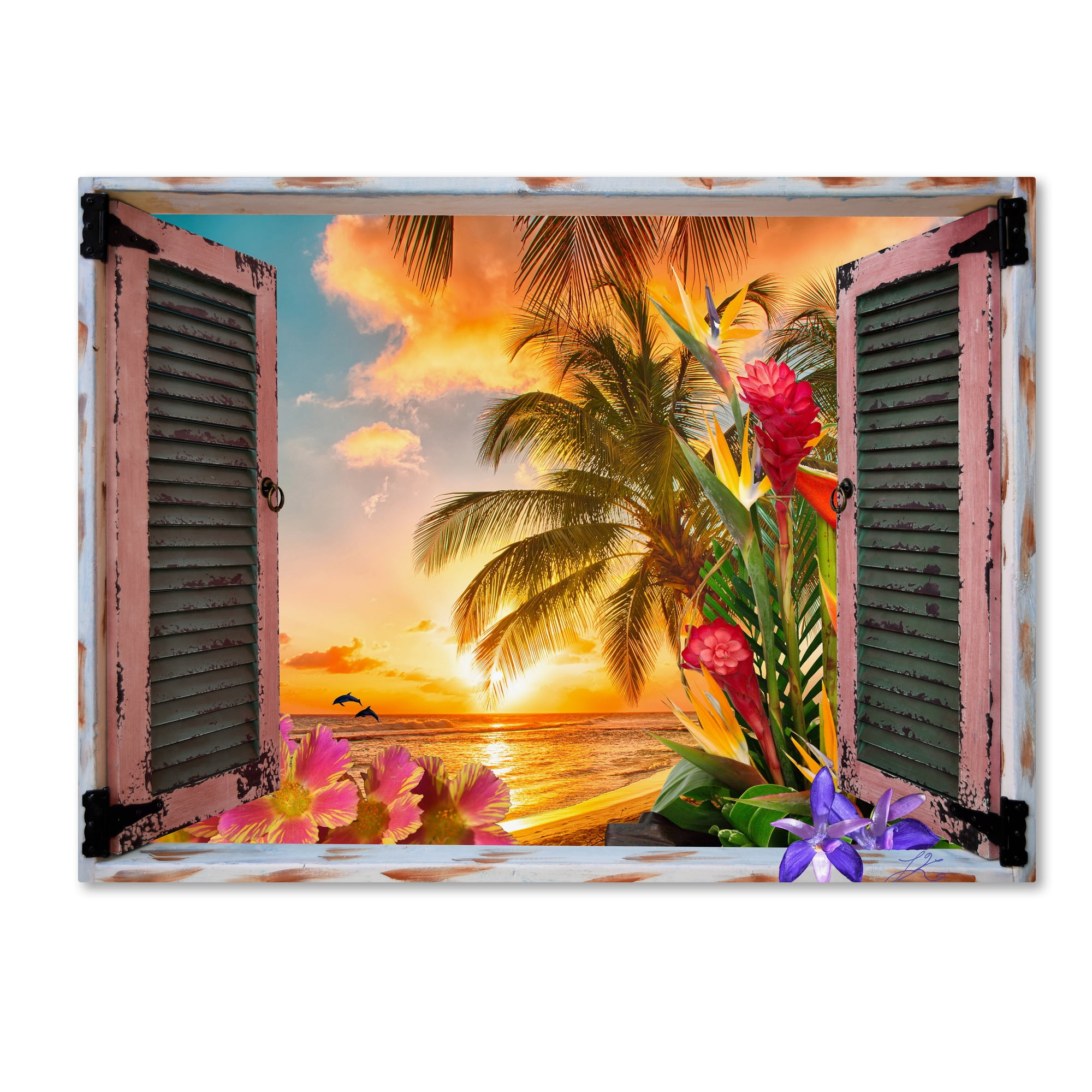 Trademark Fine Art -Leo Kelly 'Tropical Window to Paradise II' Canvas Art - 24''x32''