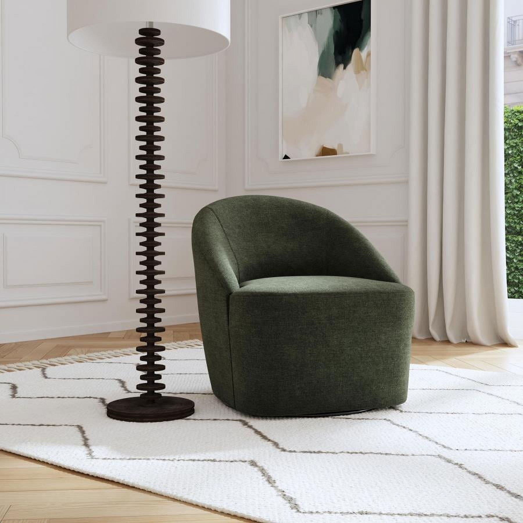 Coaster Leon Fabric Upholstered Barrel Accent Swivel Chair Hunter Green