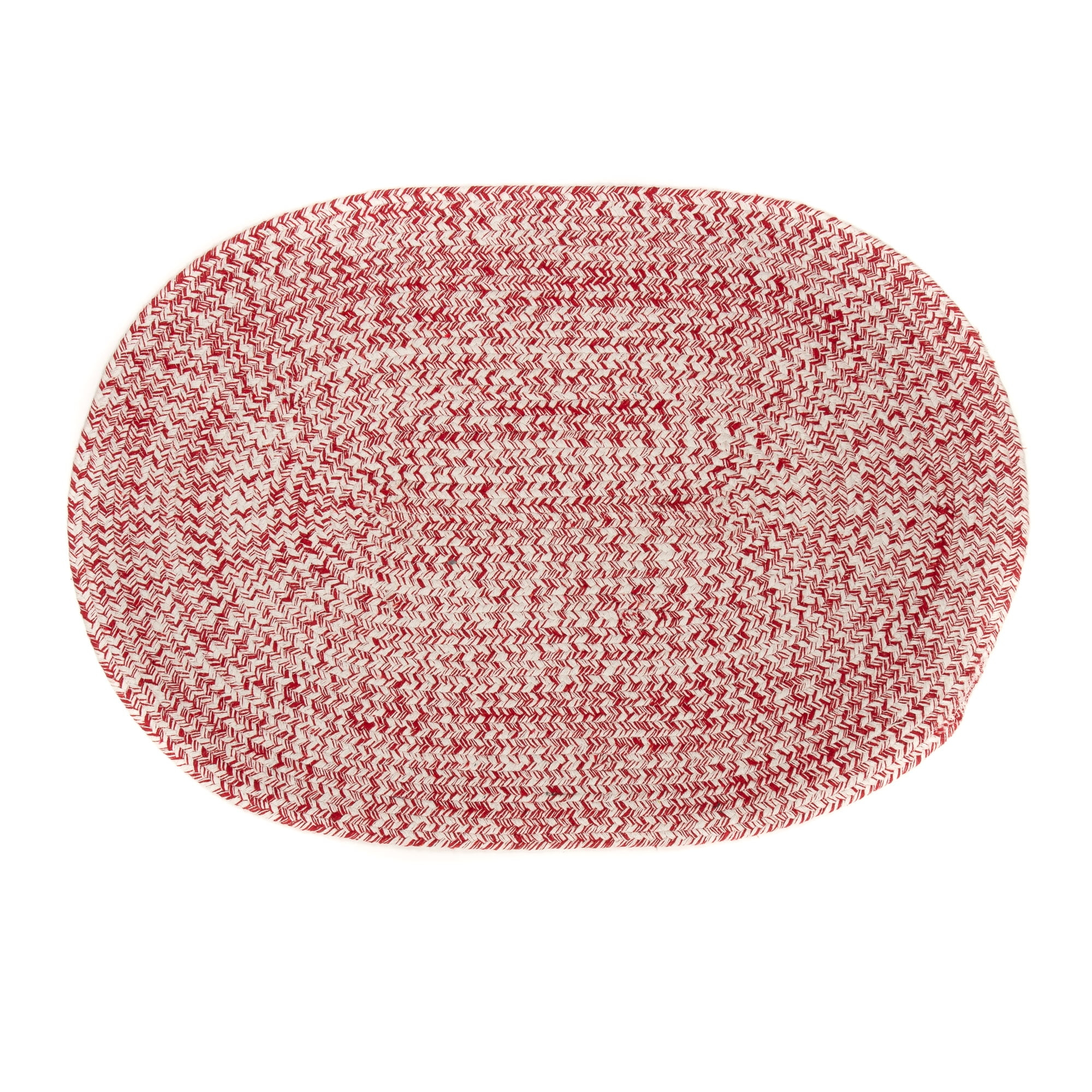 Leslie Country Red & White Area Rug Oval 8' x 10' Oval
