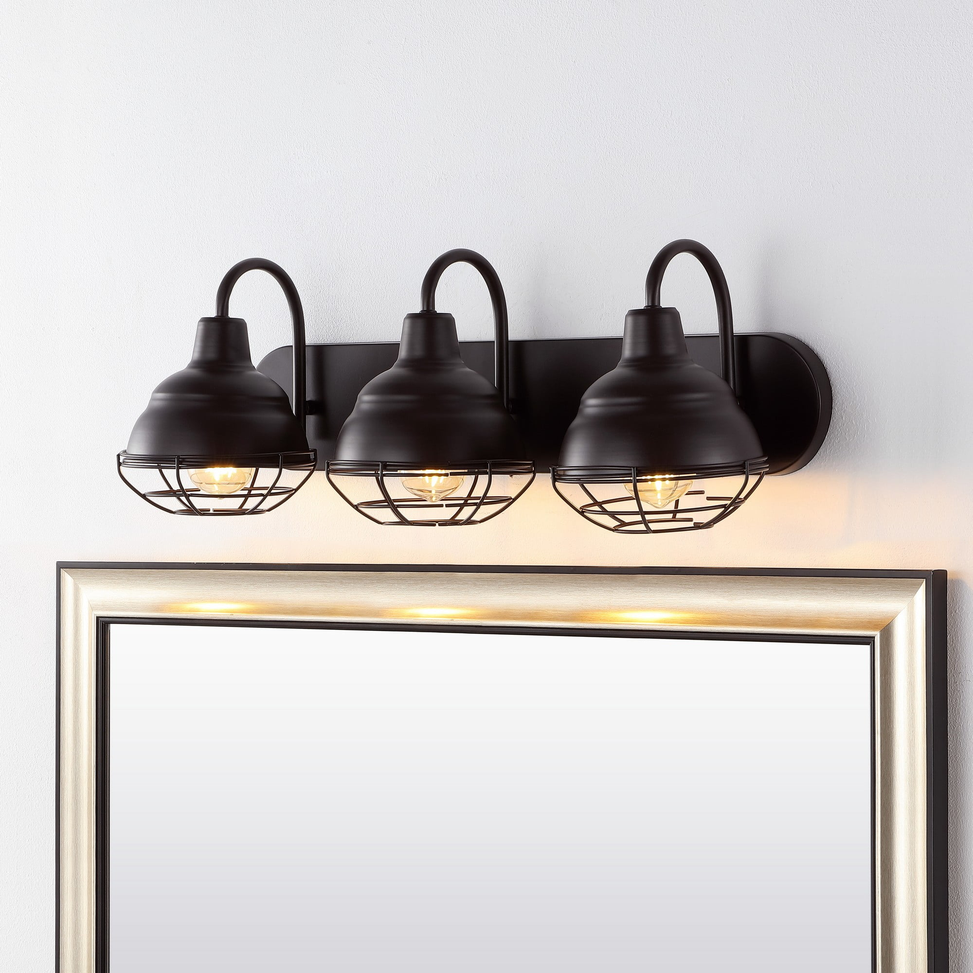 JONATHAN Y Levi 24.5" 3-Light Industrial Farmhouse Iron LED Vanity, Oil Rubbed Bronze