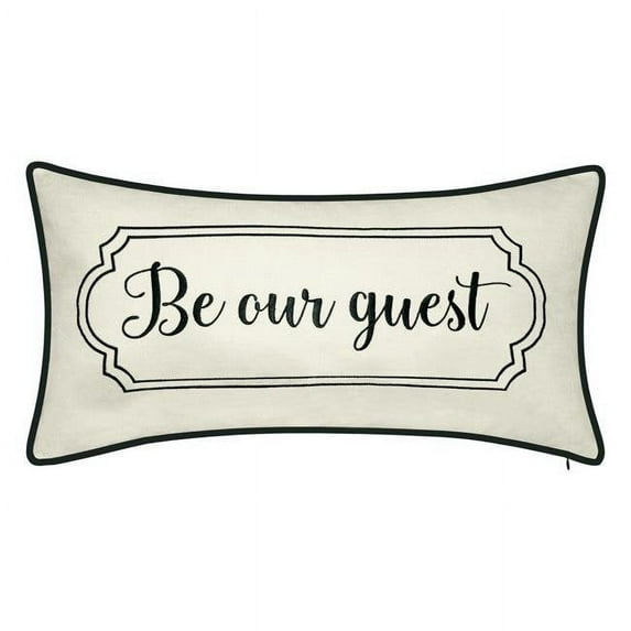 Levinsohn Textile EAH077OB6831A6 Edie & Home Celebrations Be Our Guest Embroidered Decorative Pillow