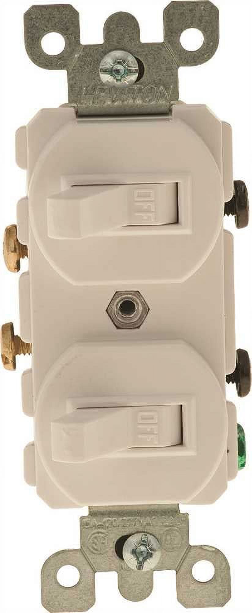 Leviton 5224-2W 120/277-Volt 15 Amp 1-Pole Duplex Style Commercial Grade AC Combination Toggle Switch, White